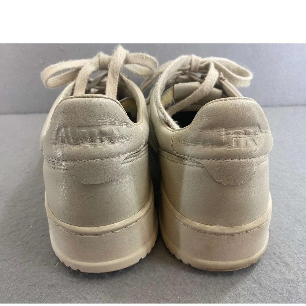 Autry Medalist Low Goatskin Leather Sneakers Off-White Cream Mens 43 US 10